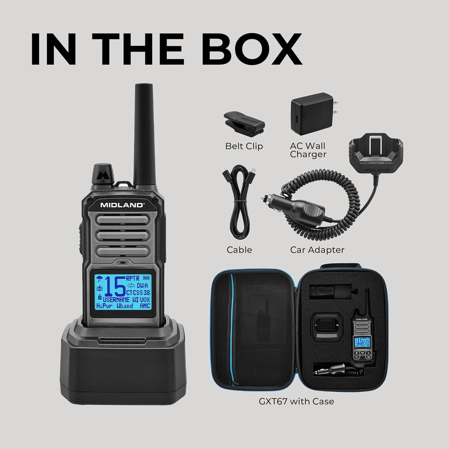 5W GMRS Walkie Talkie - Two-Way Radio with Active Noise Canceling and NOAA Alert
