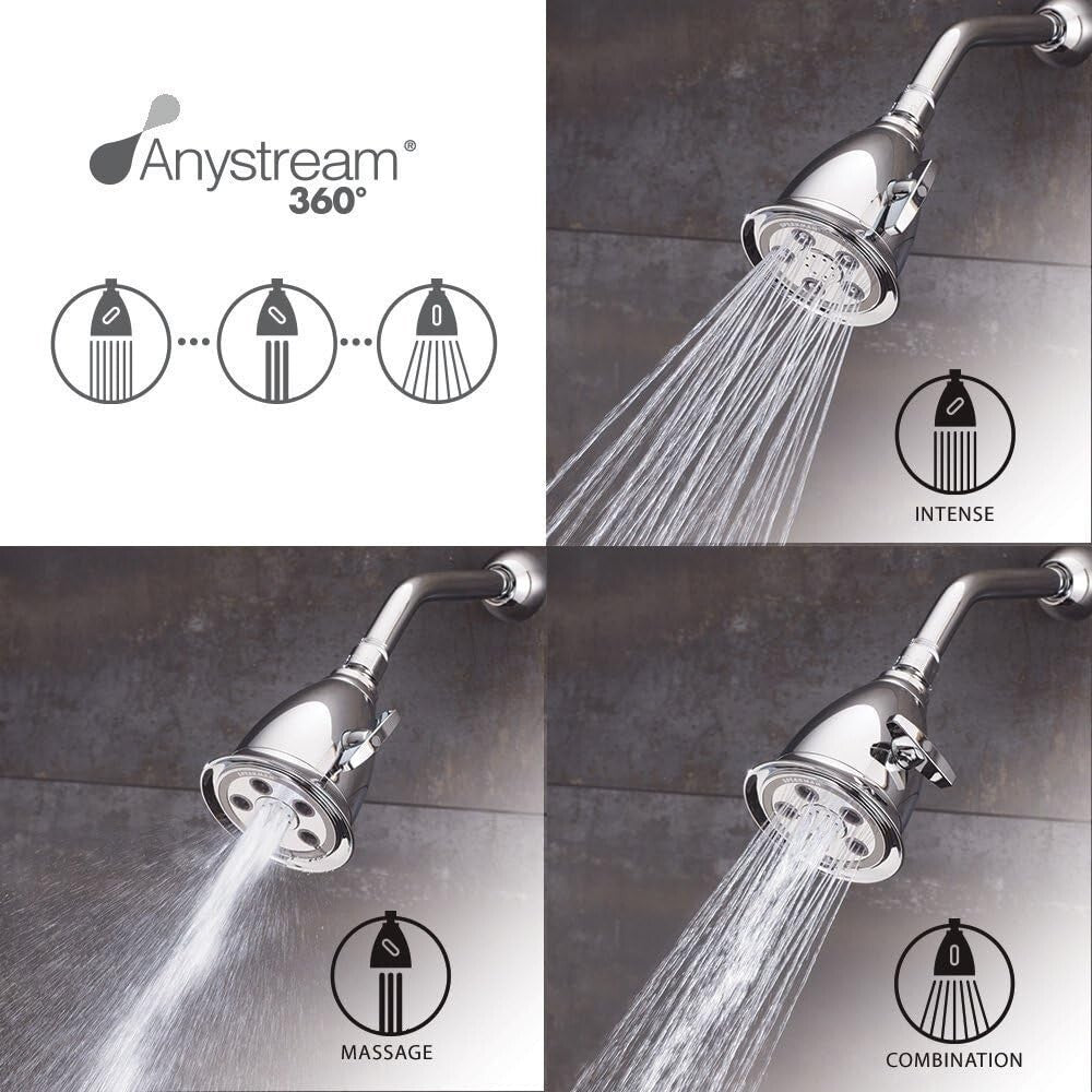 Elegant High Pressure Shower Head in Brushed Chrome - Adjustable Flow Settings