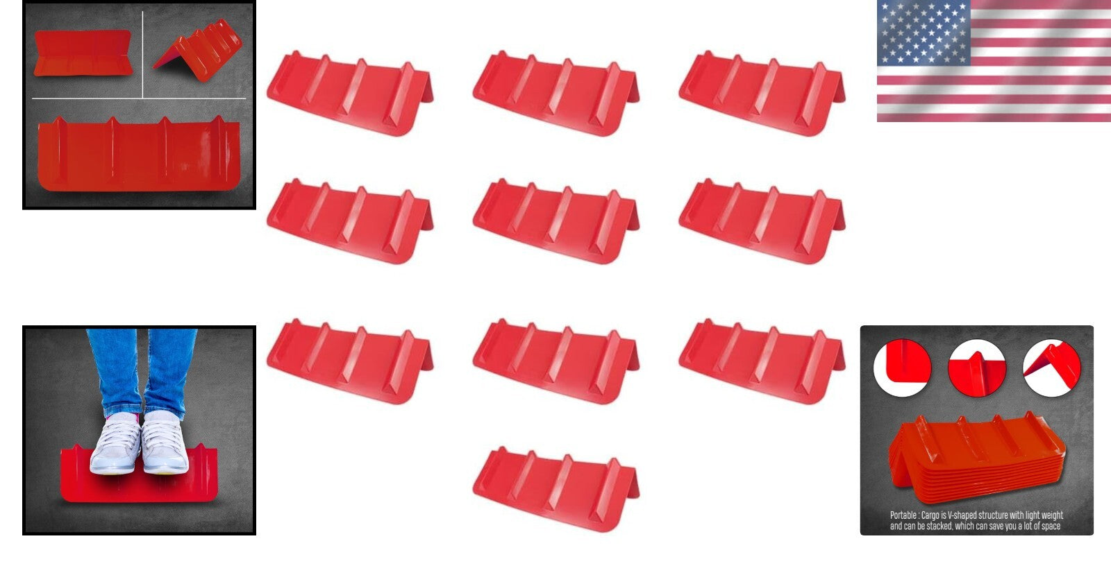 10 Pack 8" x 8" x 24" Red V-Shaped Corner Edge Guards - Heavy Load Protection