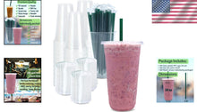 Load image into Gallery viewer, Versatile 32 oz Clear Drinking Cups with Secure Lids &amp; Straws - Outdoor Friendly