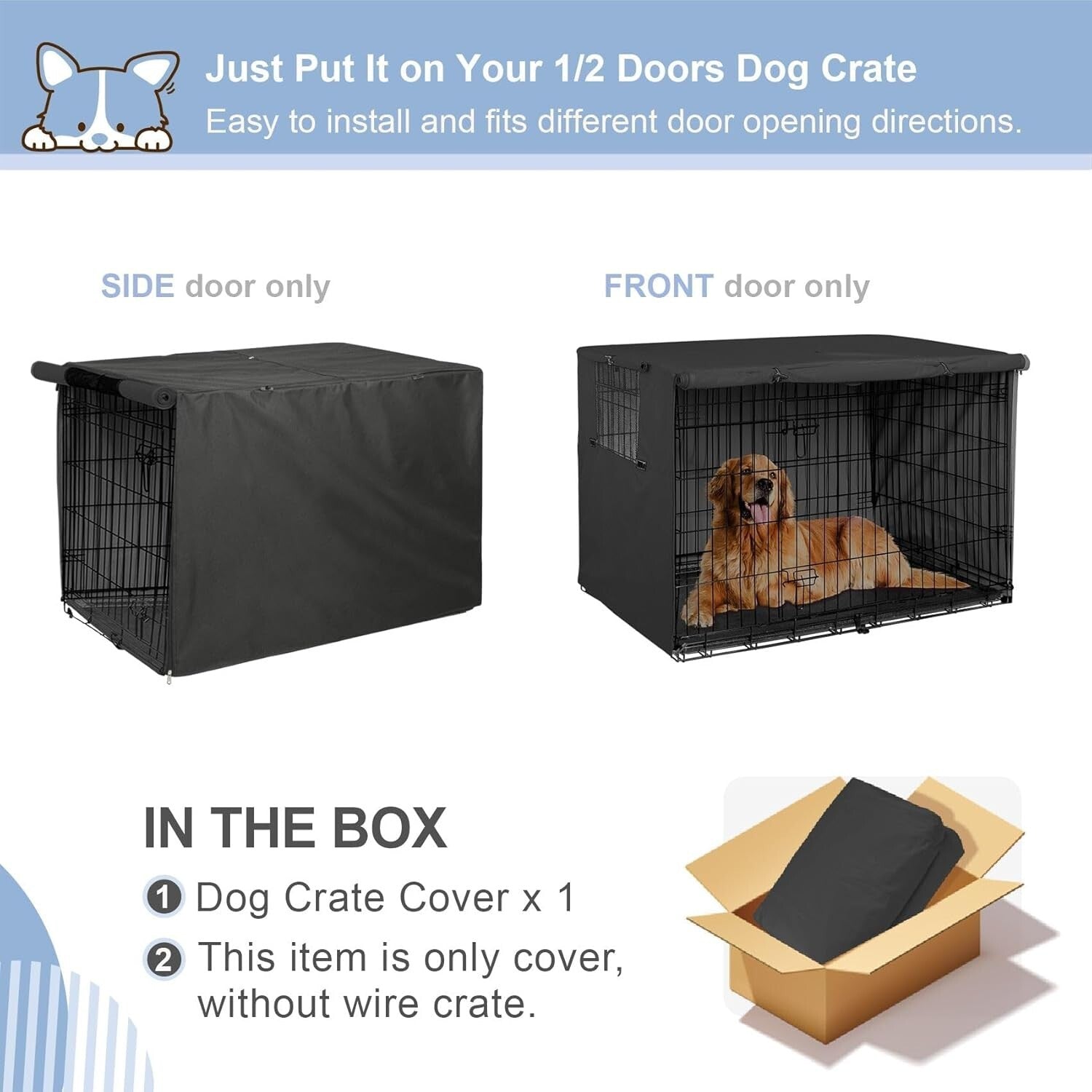 Lightweight 42-Inch Dog Crate Sunshade Cover - Perfect for Travel and Home Use