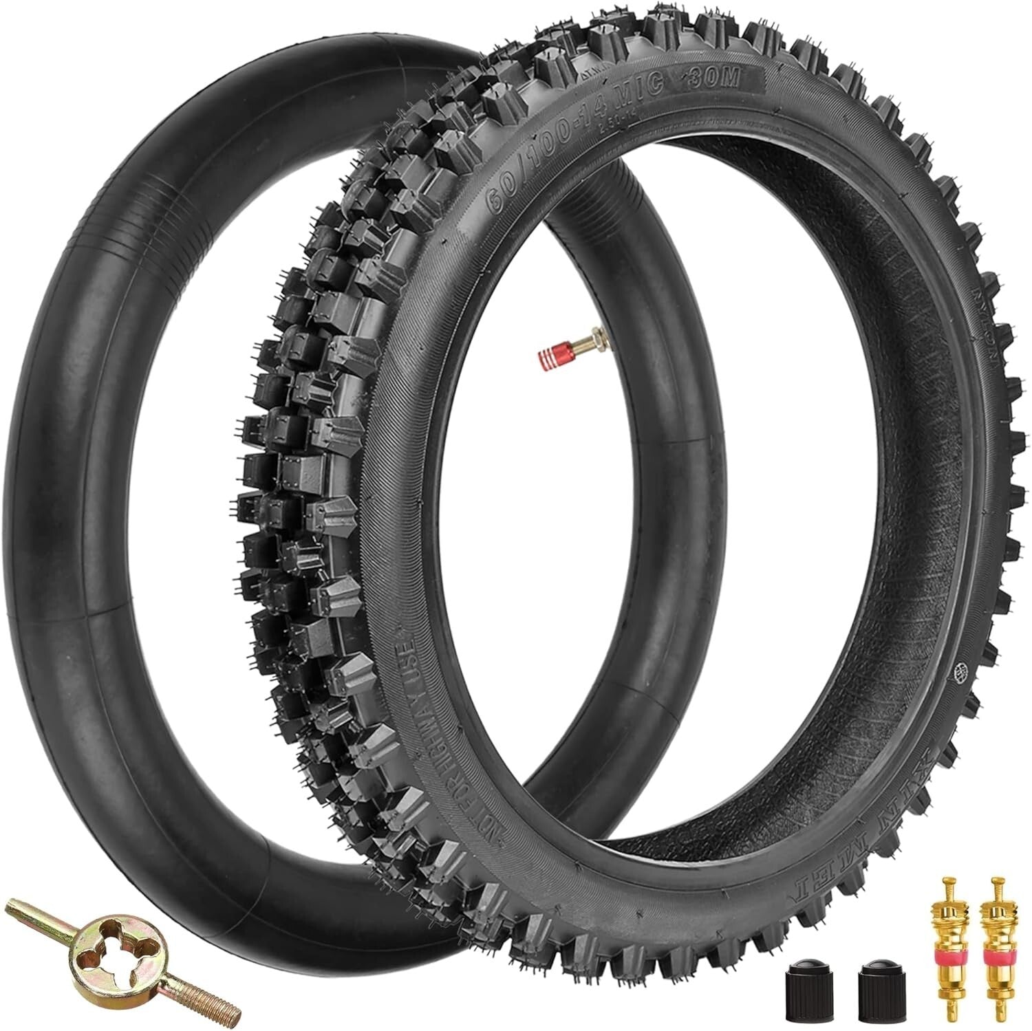 Durable 60/100-14 Tire & Inner Tube Combo for Off-Road Motocross Riding
