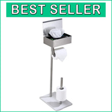 Load image into Gallery viewer, Elegant Brushed Nickel Toilet Paper Holder with Shelf - Free Standing Design