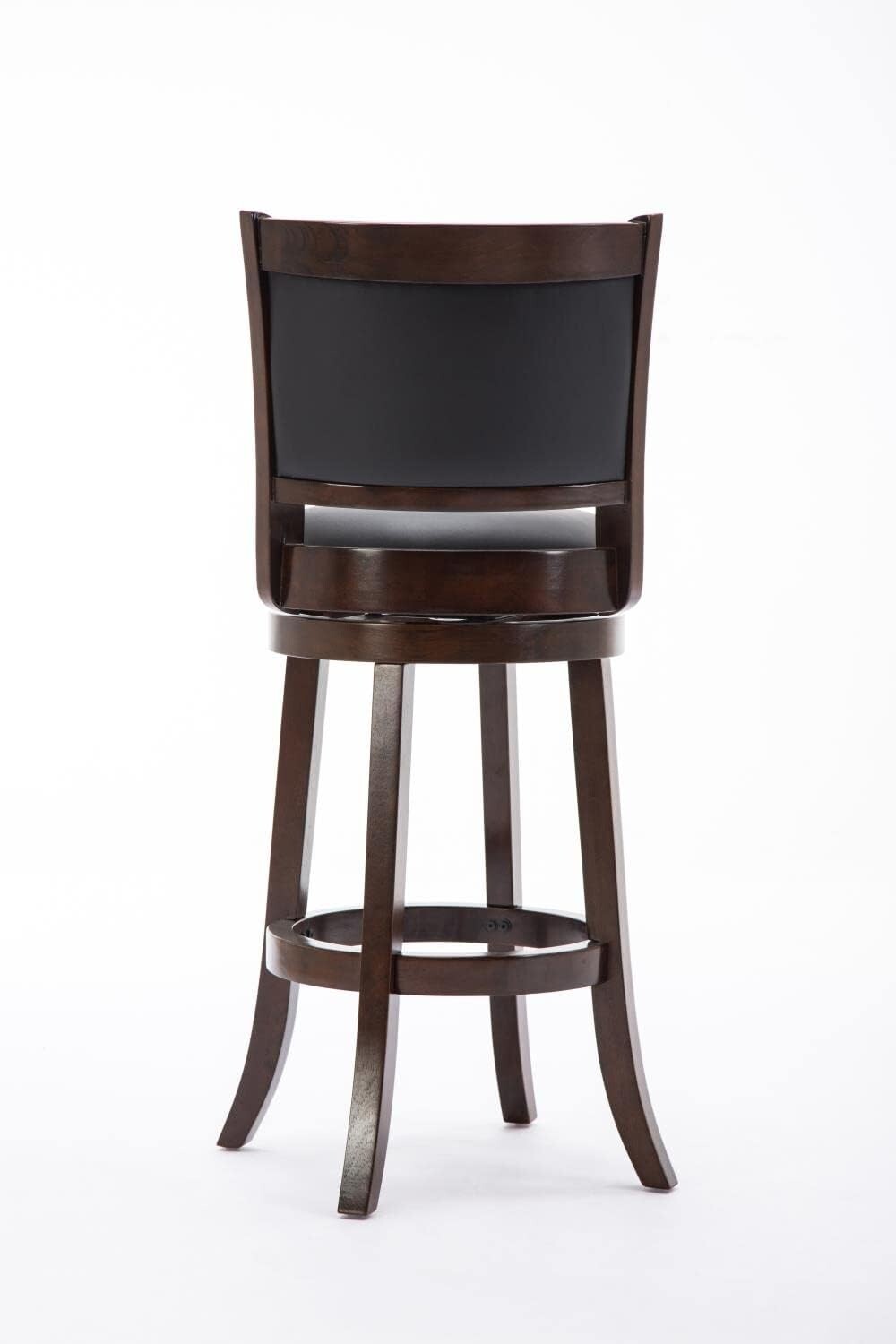 Comfortable 29-Inch Augusta Swivel Stool with Rubberwood Frame and Faux Leather