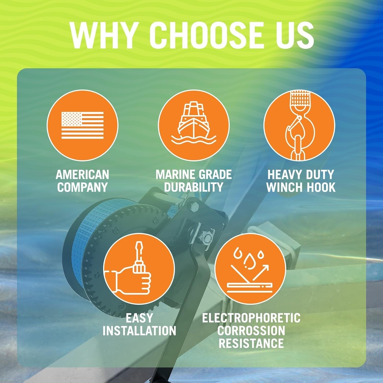 Versatile 2000 lbs Boat Winch - Manual Hand Crank with Premium Strap & Hook