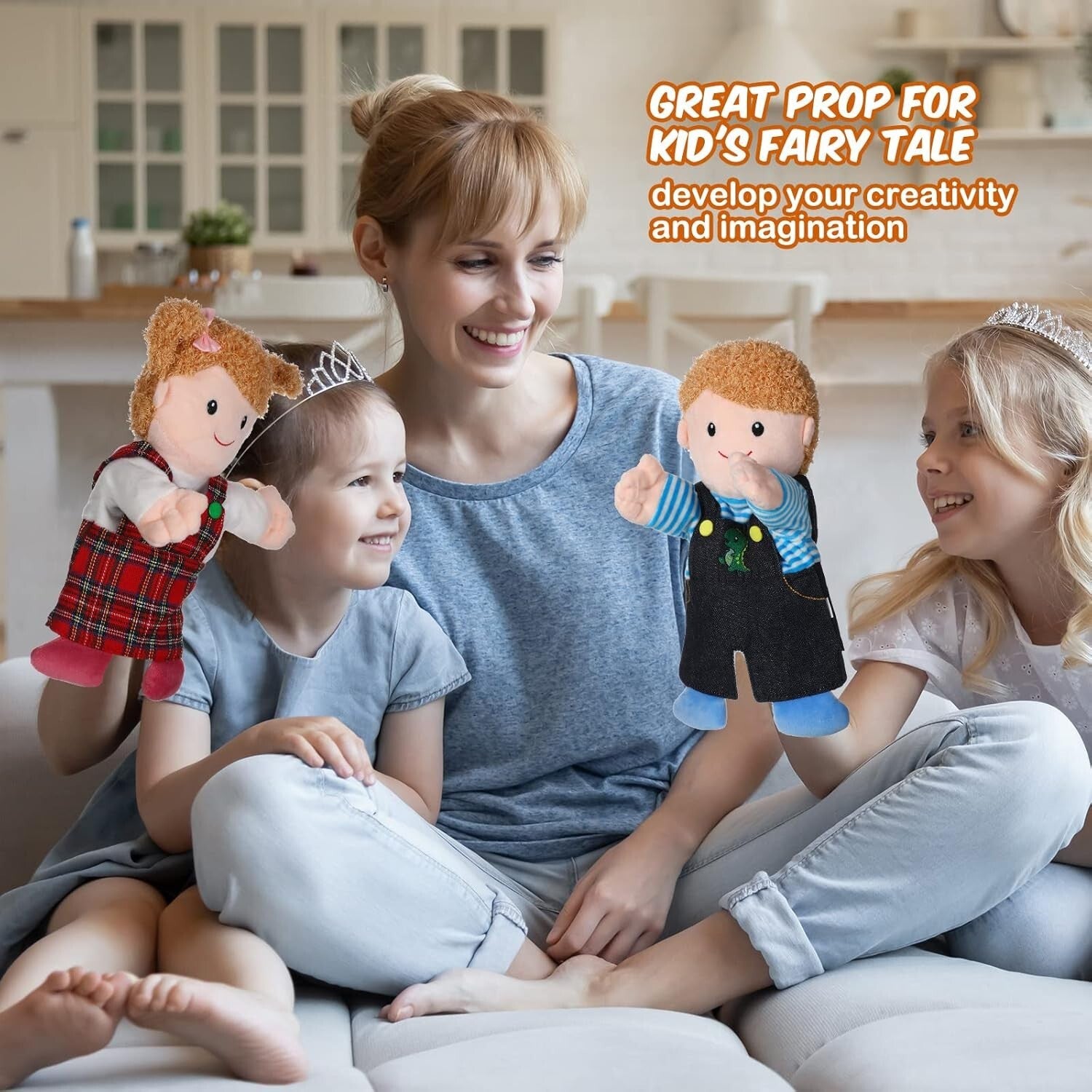11.8" Family Member Puppet Set - 6 Pieces for Classroom and Home Theater Fun