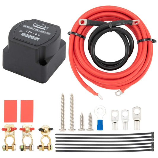 12V 140 Amp Dual Battery Isolator & Complete Wiring Kit for Easy Installations