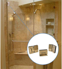 Load image into Gallery viewer, Sturdy 2 Pack Brushed Gold Glass Cabinet Hinges - Heavy-Duty Self-Closing Design