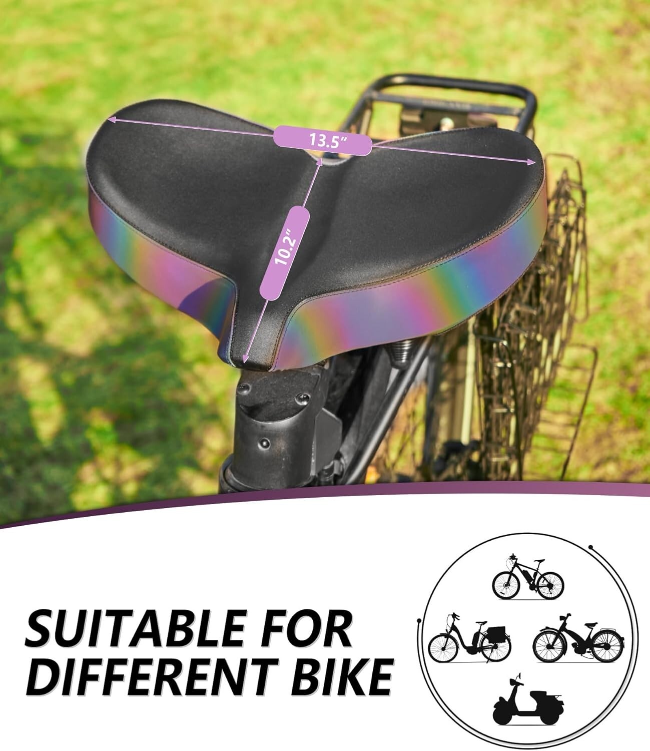 Extra Large Bike Seat with Memory Foam & Waterproof Cover for Ultimate Comfort