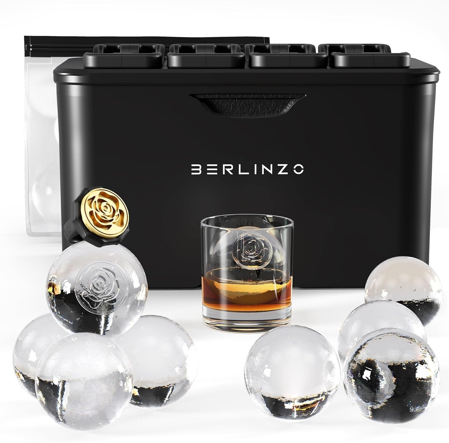 BPA-Free Silicone Ice Ball Mold: 8 Crystal Clear 2.4" Ice Balls for Any Beverage