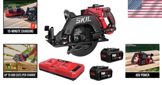 Professional 2x20V Circular Saw Set with Long-Lasting Lithium Batteries - Red