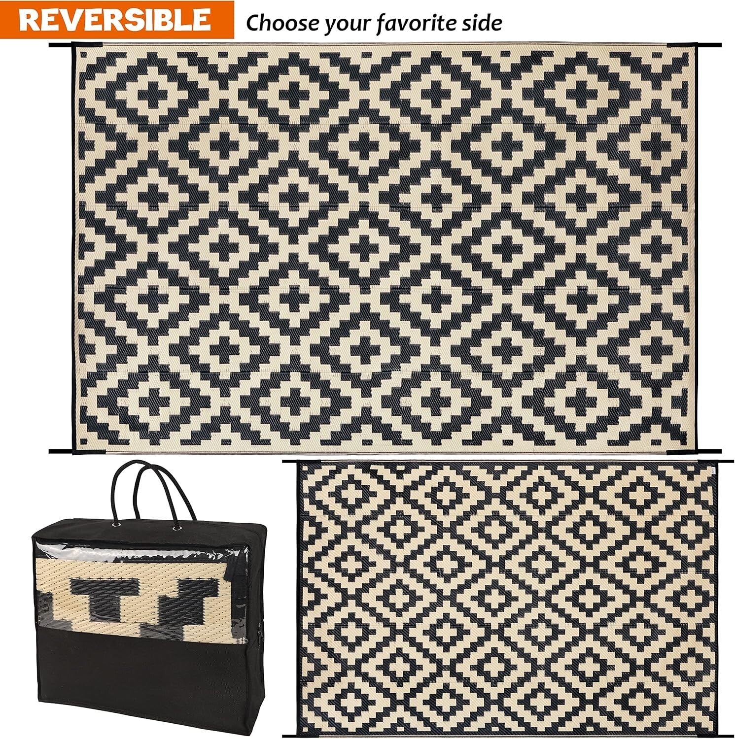 Elegant 6' x 9' Plastic Straw Rug - Reversible for Backyard and Outdoor Spaces