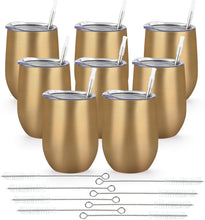 Load image into Gallery viewer, Luxury 8-Pack Gold Stainless Steel Wine Tumblers - Perfect for Travel &amp; Weddings