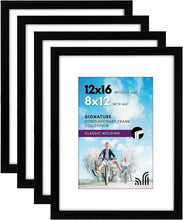 Load image into Gallery viewer, Classic Black Photo Frames - 12x16/8x12 Set of 4 for Vertical/Horizontal Display