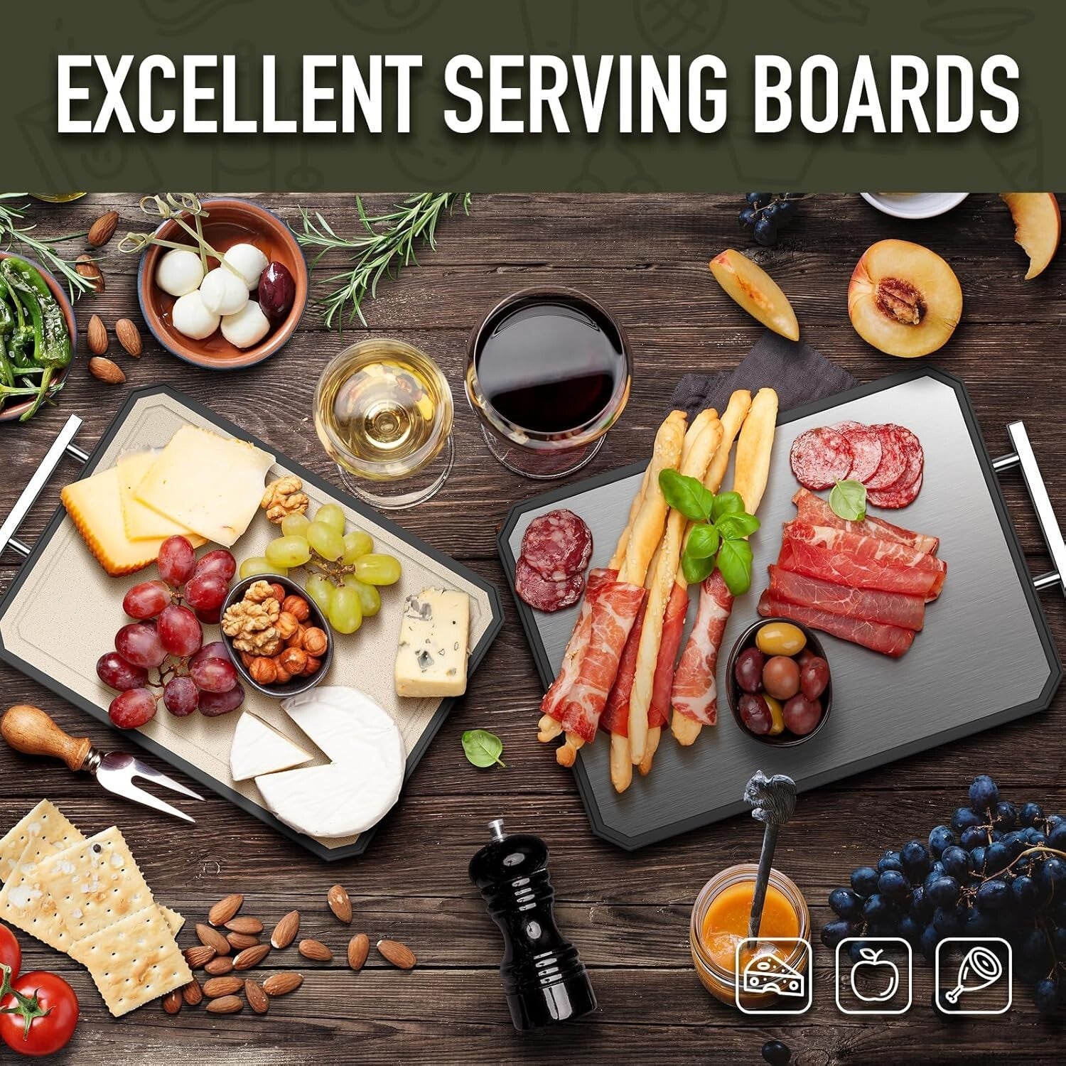 Durable Stainless Steel Cutting Board with Built-in Handle - Large & Lightweight