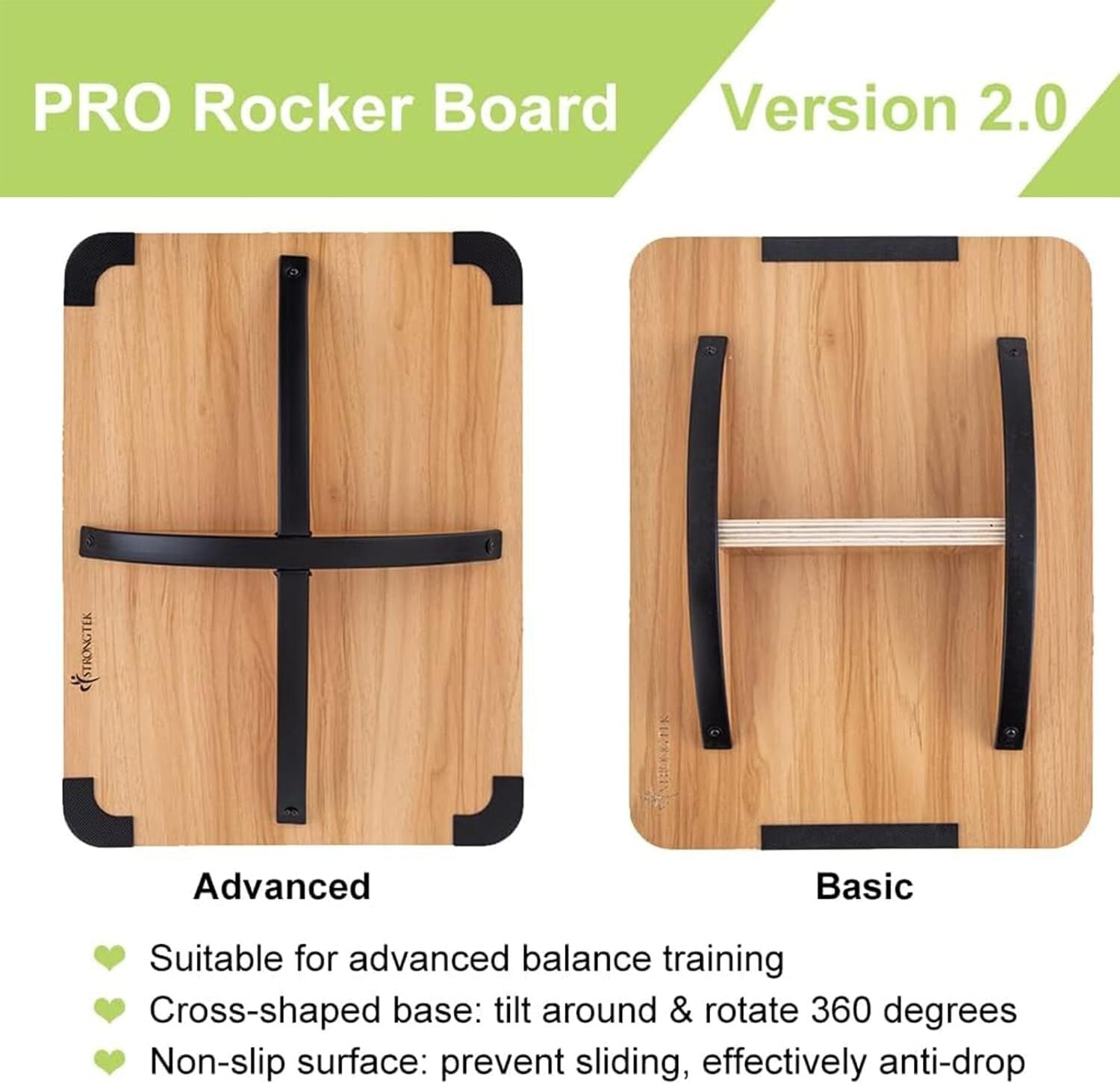 Advanced Rocker Balance Board - 350 lb Capacity, Ideal for Core & Rehab Training