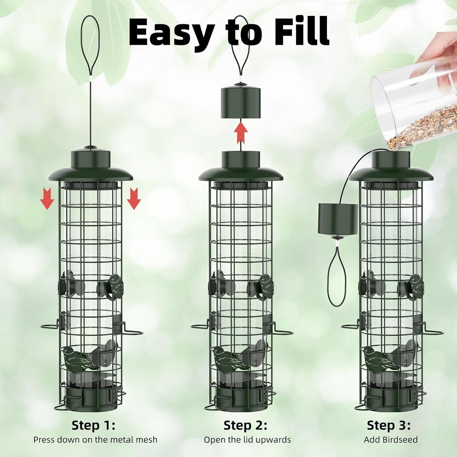Weatherproof Hanging Bird Feeder - Ideal for Finches, Cardinals & Chickadees