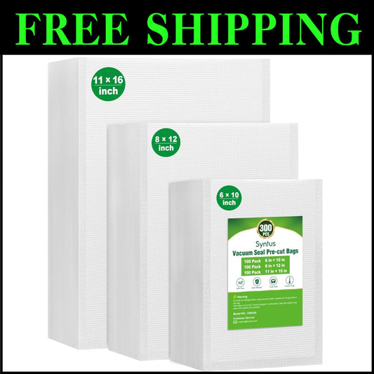 Easy-to-Use 300 Count Pre-Cut Vacuum Sealer Bags - Safe & Reliable Food Storage