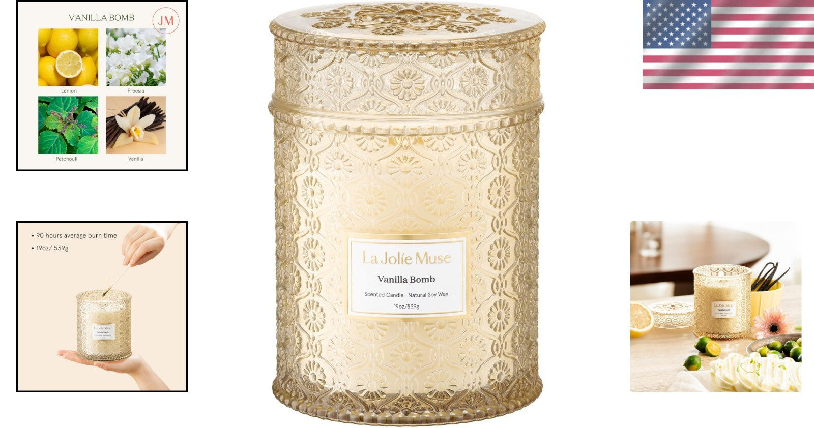 Eco-Conscious Vanilla Bomb Large Candle – 90 Hours of Relaxing Home Fragrance