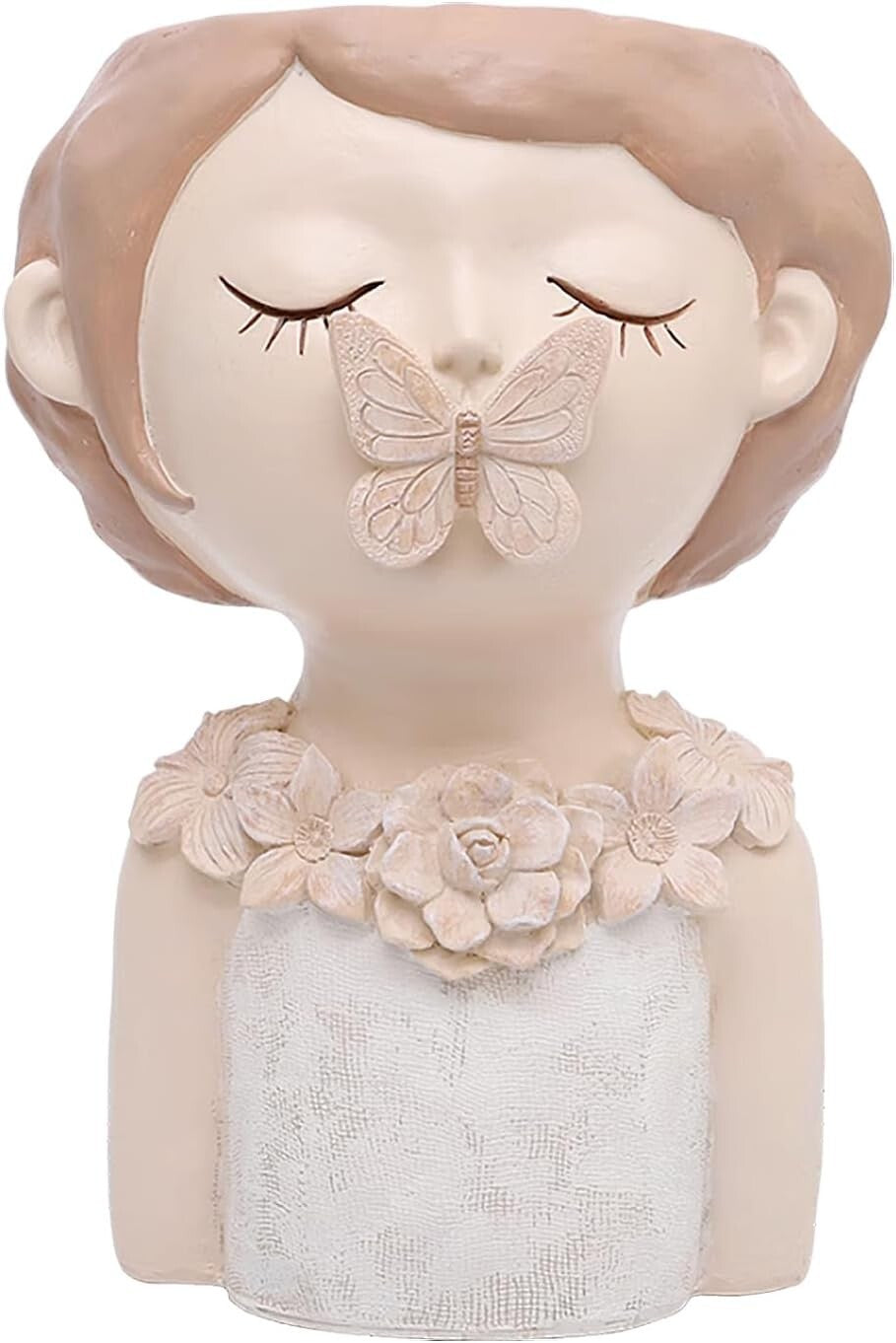 Cute Cartoon Girl Resin Flower Pot - Perfect for Succulents Indoors & Outdoors