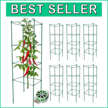Load image into Gallery viewer, 6-Pack 46-Inch Heavy-Duty Tomato Cages with Twist Ties for Climbing Plants