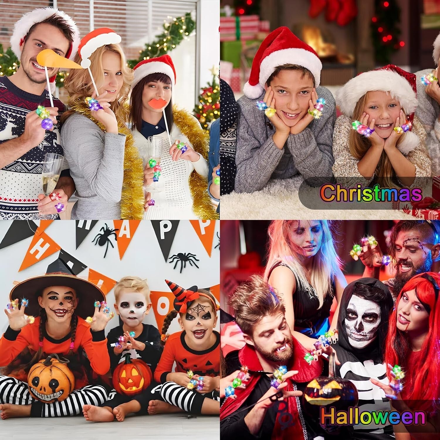 Versatile LED Glow Rings Pack - 150 Count with 6 Unique Styles for Celebrations