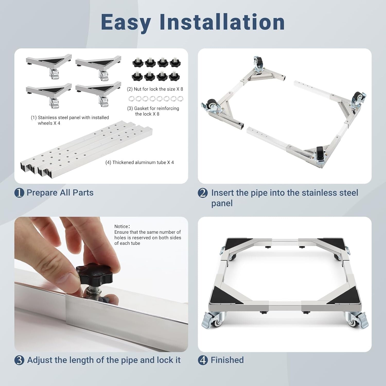 Heavy-Duty Stainless Steel Washing Machine Dolly Cart with Lockable Wheels - ...