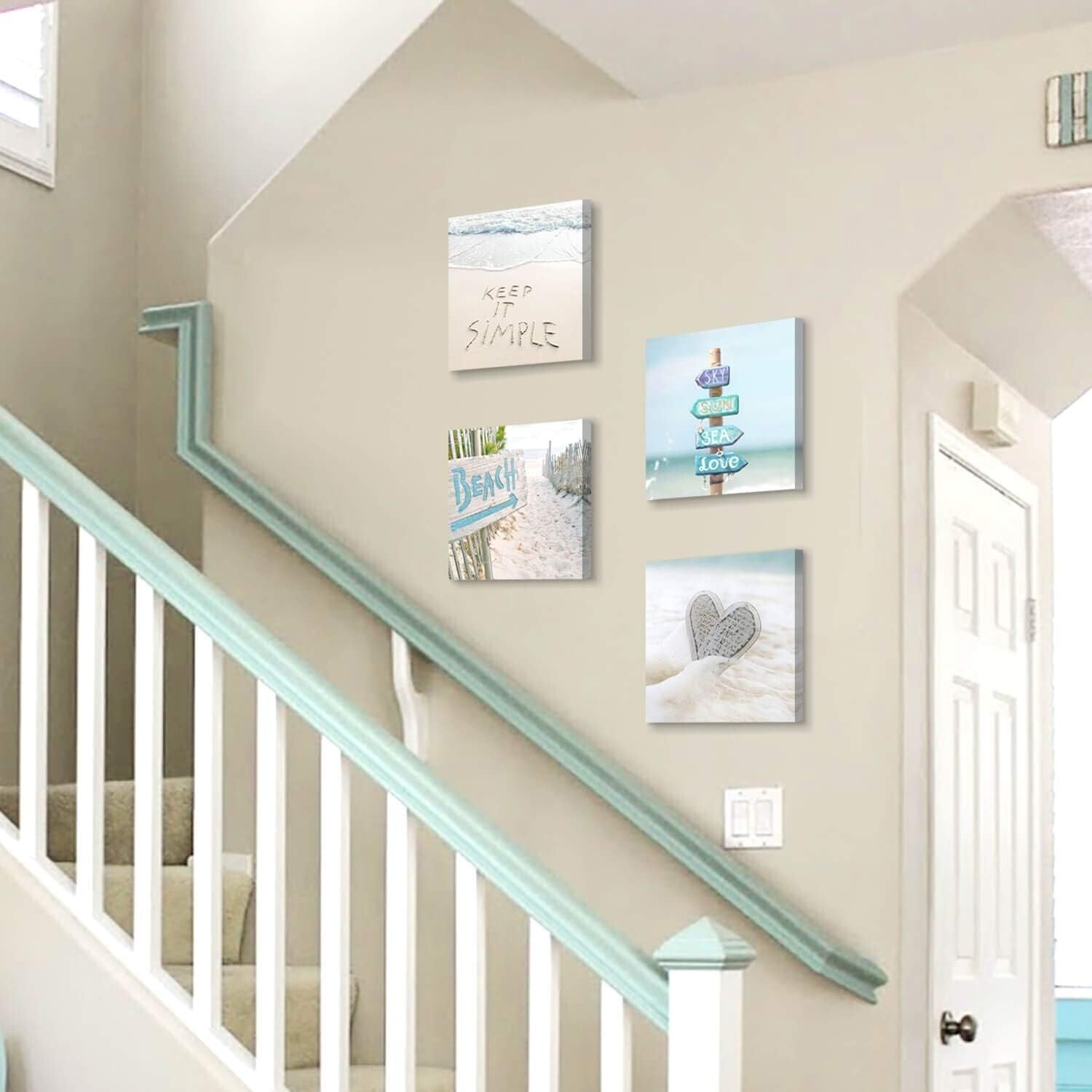 Gallery-Wrapped Beach-Themed Artwork - 4 Panels Capturing Coastal Vibes