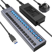 Load image into Gallery viewer, High-Speed 16-Port USB 3.0 Splitter - Durable Design with On/Off Switches