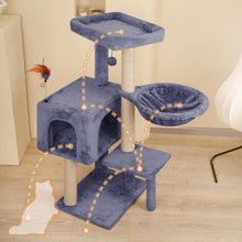 Load image into Gallery viewer, 35.4'' Multifunction Cat Tree with Cozy Condo, Hammock &amp; Scratching Post in Grey