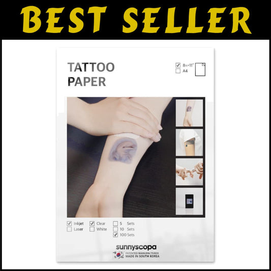 Inkjet Printable Temporary Tattoo Paper, DIY 100 Sheets - Waterproof & Skin Safe