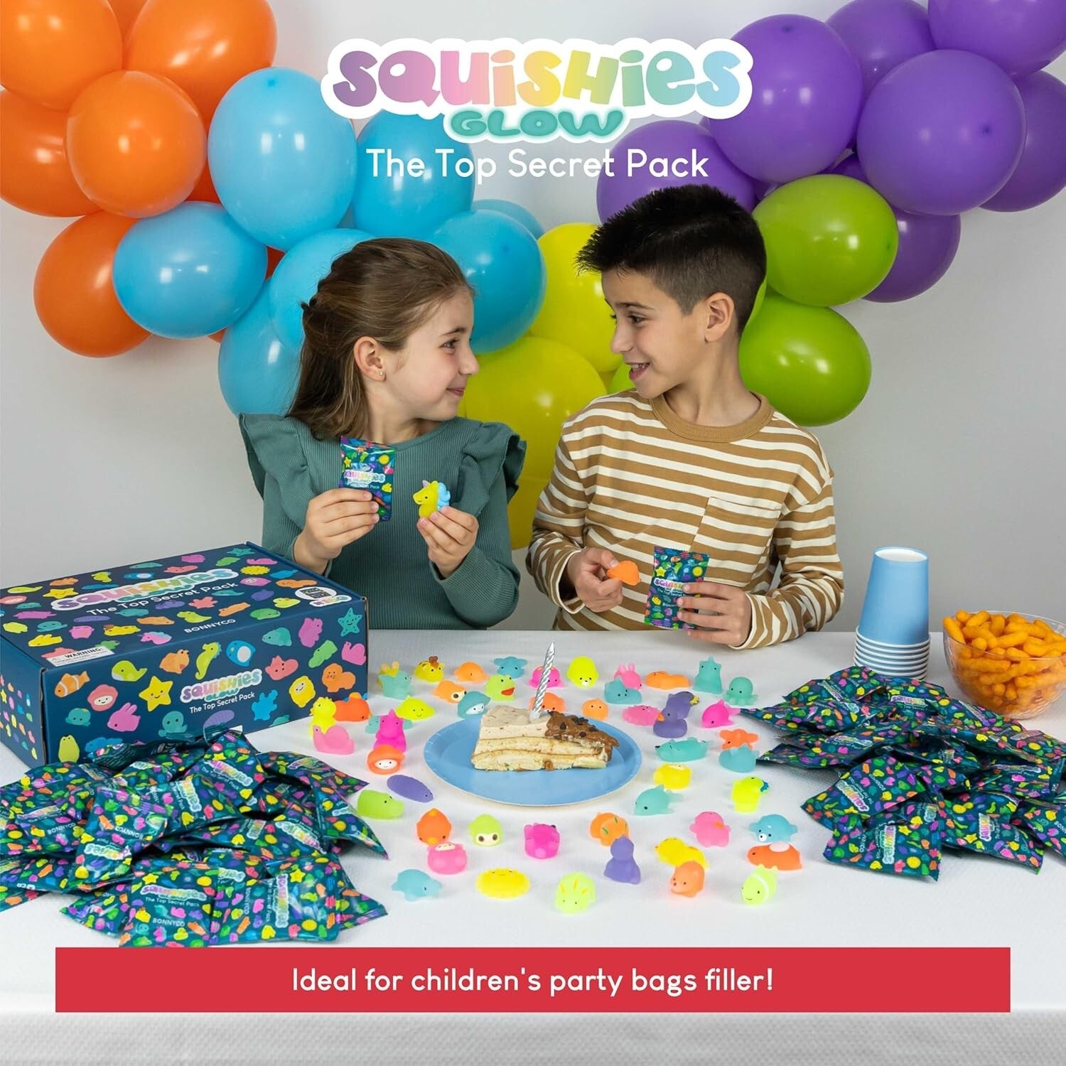 160 Assorted Squishy Fidget Toys with Glow in the Dark - Fun Kids Party Treats