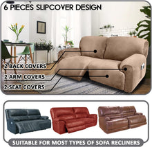 Load image into Gallery viewer, Extra Wide Velvet Reclining 2 Seater Sofa Cover - 6-Piece Slipcover Set in Sand