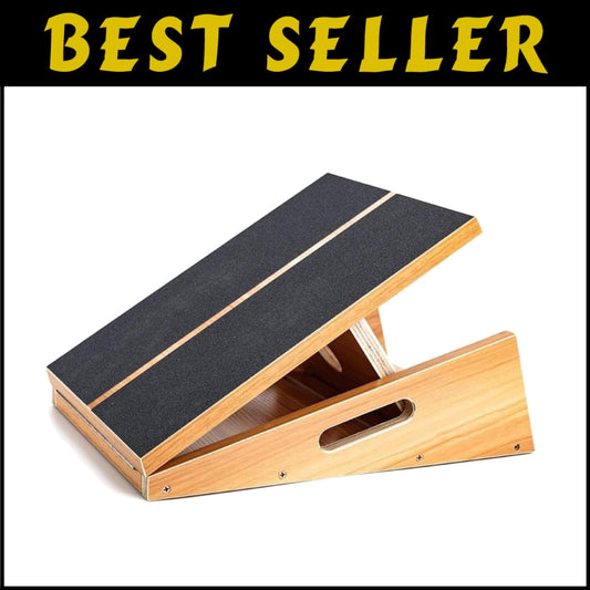 Versatile Incline Stretch Board with Side Handle for Safe Use - Durable Wood