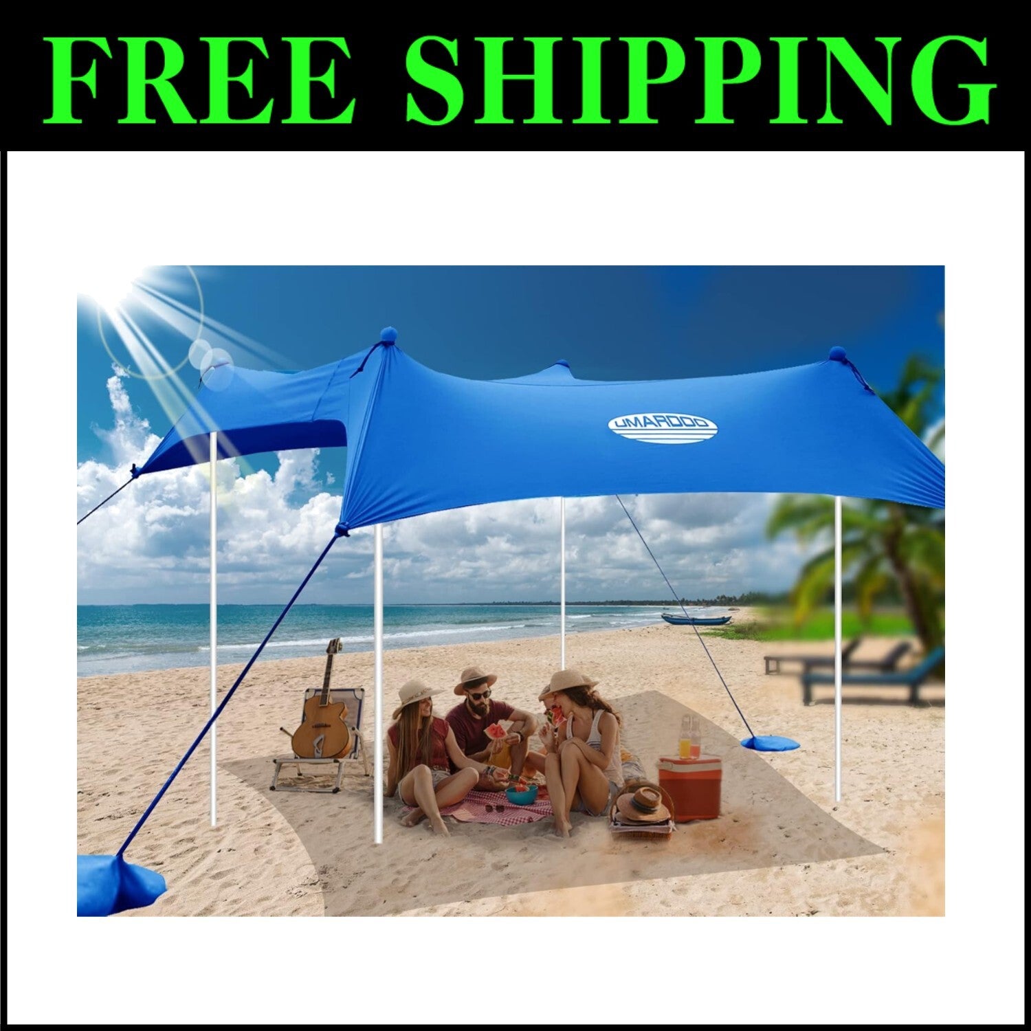 10×10FT Portable Beach Tent with UPF 50+ Sun Protection - Family Outdoor Shelter