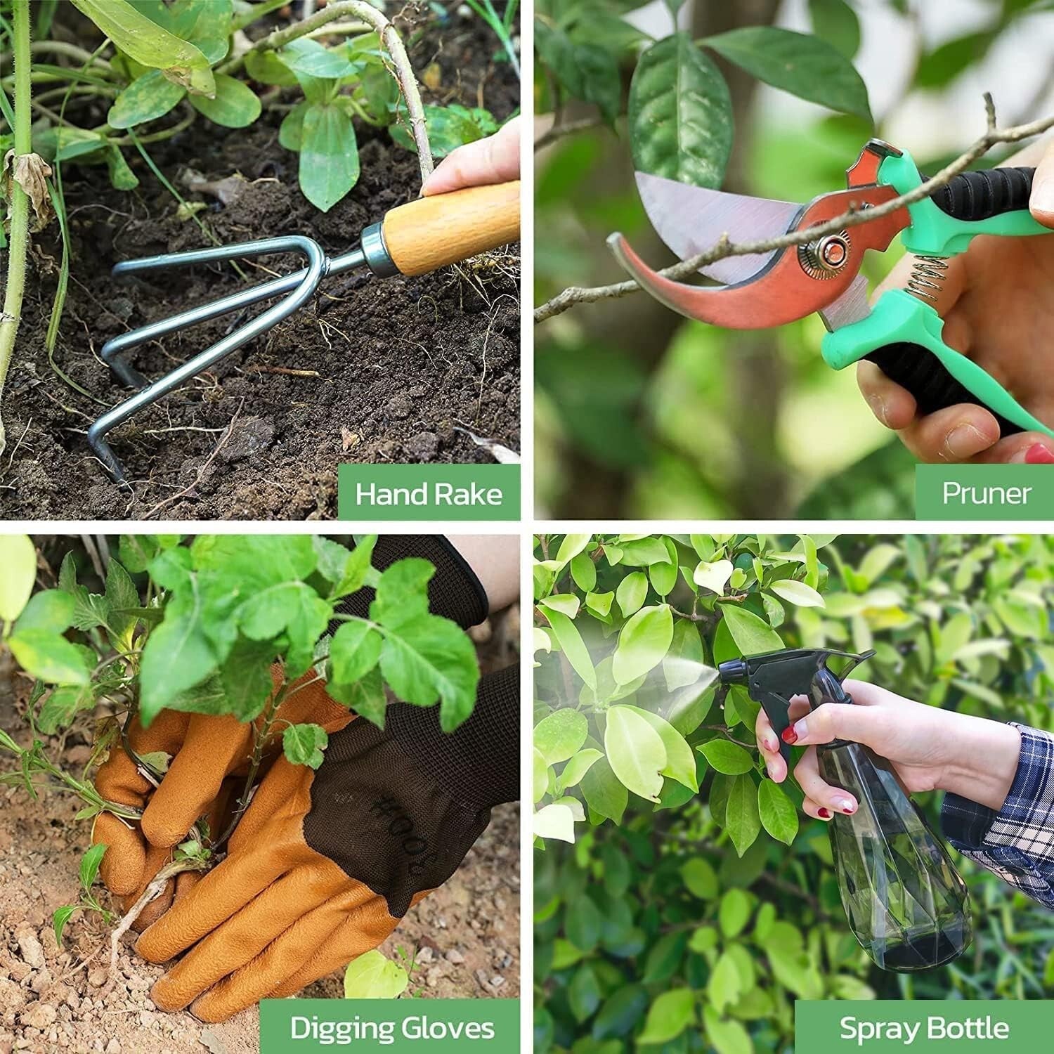 9-Piece Heavy-Duty Gardening Tools Set with Stylish Tote Bag - Ideal Gift for...