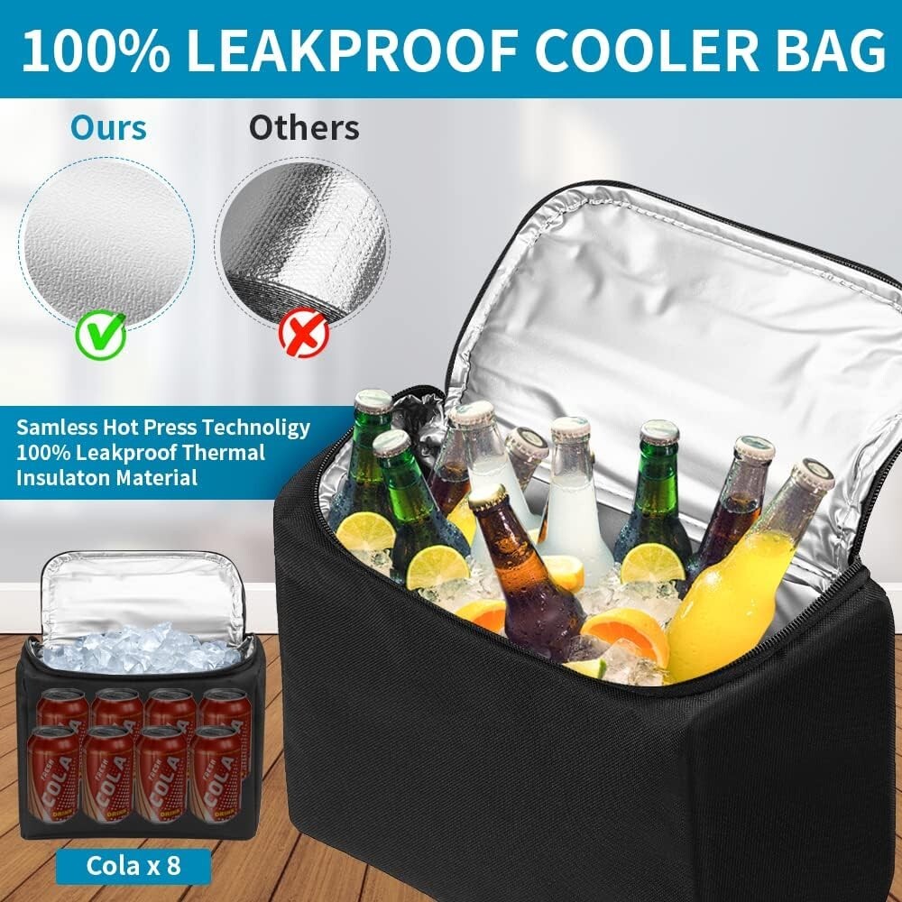 Hanging Car Trunk Organizer with Leakproof Cooler - 7 Large Compartments, Black