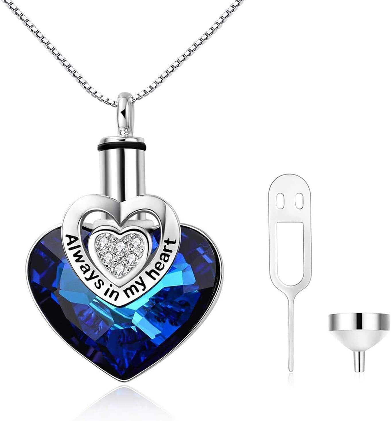 Forever in My Heart: Crystal Urn Necklace with Ash Storage - Elegant Keepsake