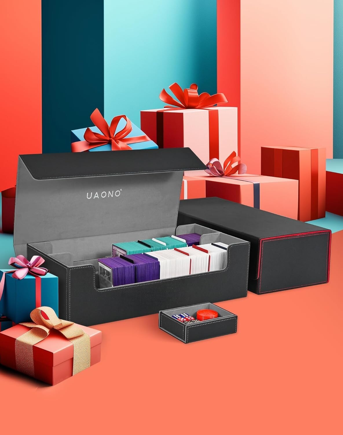 Stylish Faux Leather Card Organizer with Magnetic Closure, Holds 1300+ Cards