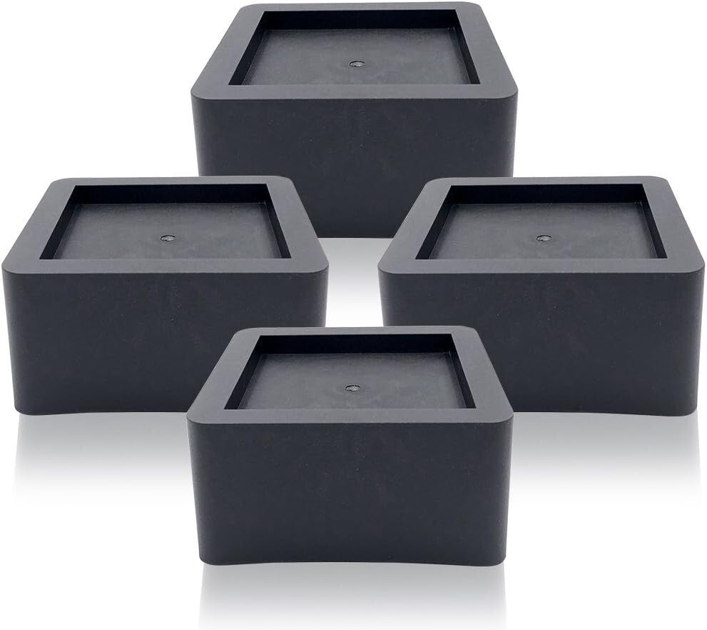 Black Heavy-Duty Bed Risers, 3-Inches of Storage & Support for Any Furniture