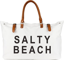 Load image into Gallery viewer, Oversized Beach Tote with Multi Pockets and Vegan Leather Handle - Sandproof Bag