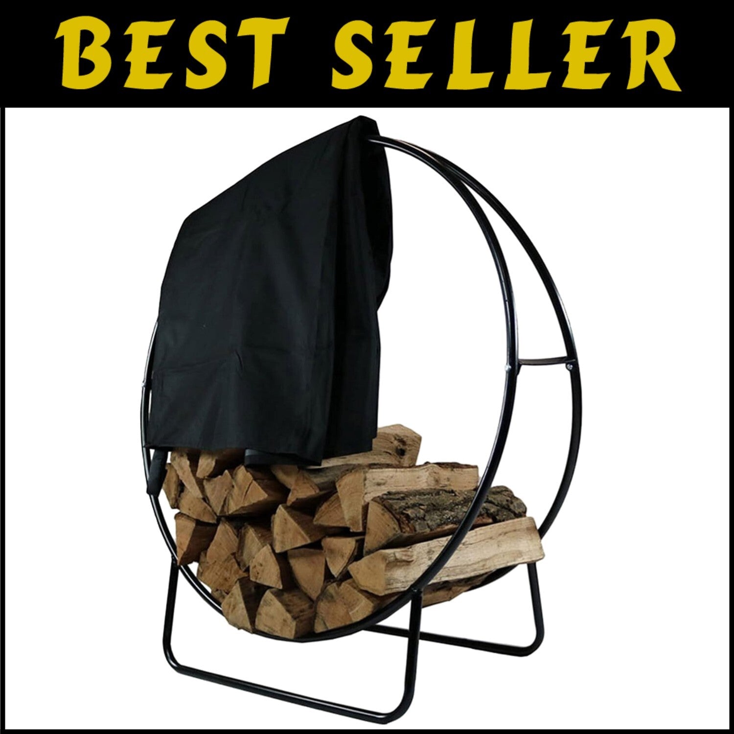 Elegant 48-Inch Firewood Rack with Weather-Resistant Cover for Indoor/Outdoor