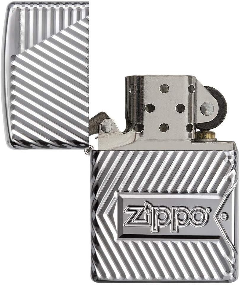 Distinguished Windproof Pocket Lighter - Chrome Finish with Logo Design