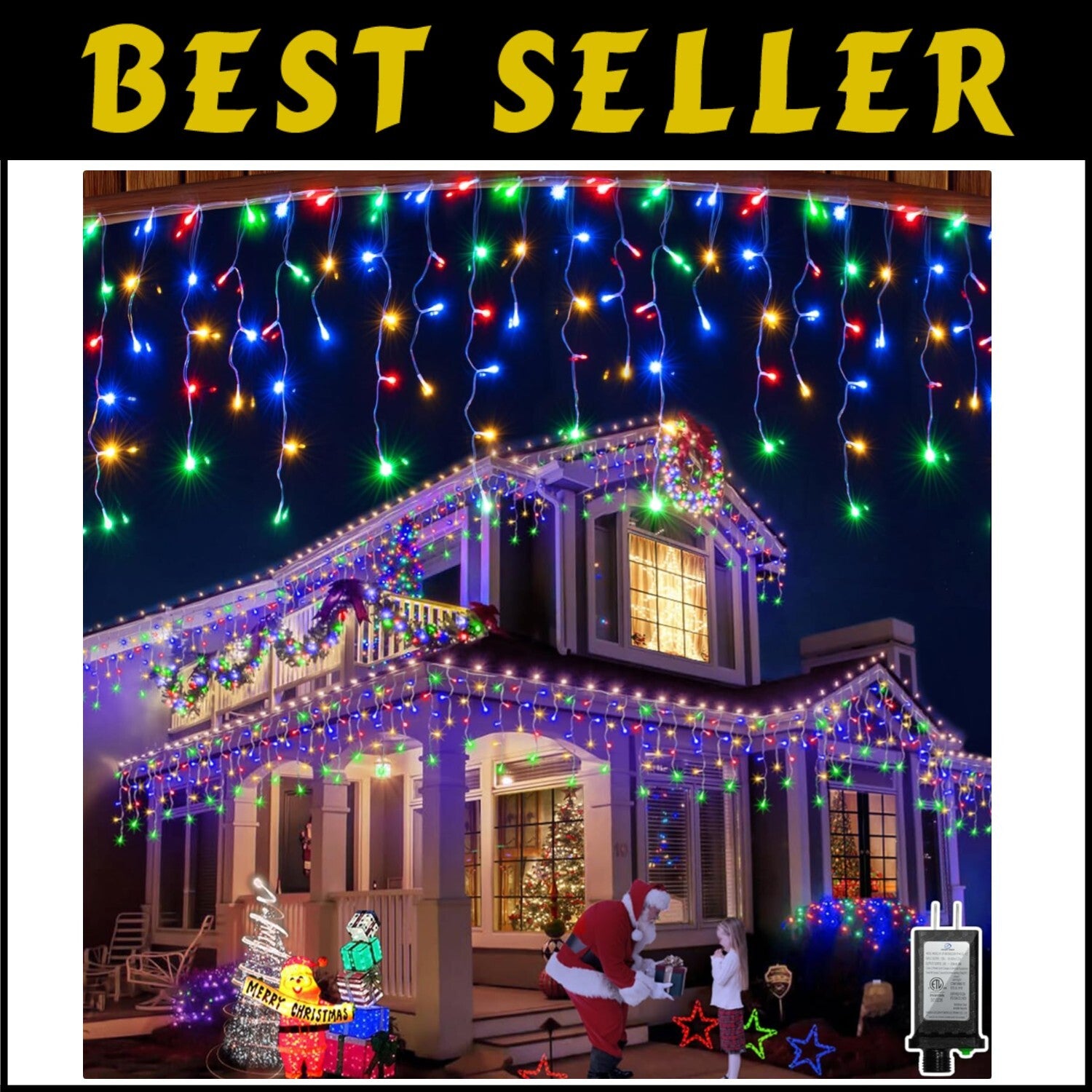 131FT Waterproof LED Curtain Lights - 1296 Multicolor Drops & Timer Function