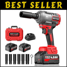 Load image into Gallery viewer, 2 x 4.0Ah Battery Cordless Impact Wrench - 1/2” 800N.m Torque and Fast Charger