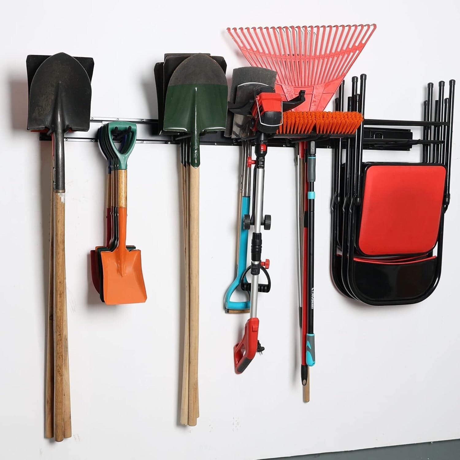 Customizable Garage Organization Wall Rack with 6 Heavy Duty Hooks - Space Saver