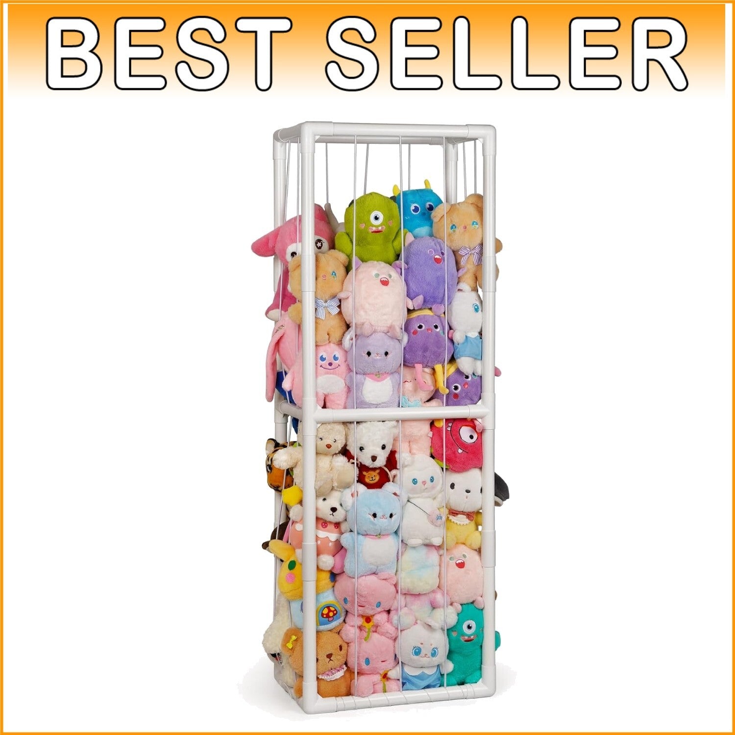 Easy Assembly Stuffed Animal Holder - Extra Large PVC Storage for Kids' Rooms