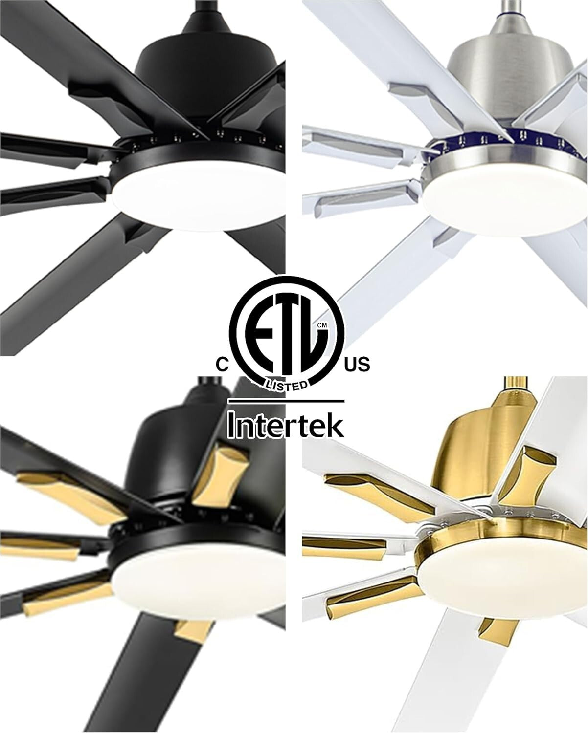 Energy-Efficient 72-Inch Outdoor/Indoor Ceiling Fan with 8 Aluminium Blades