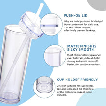 Load image into Gallery viewer, Bulk 10 Pack of Insulated 16oz Acrylic Tumblers with Straw &amp; Lid - Clear Design