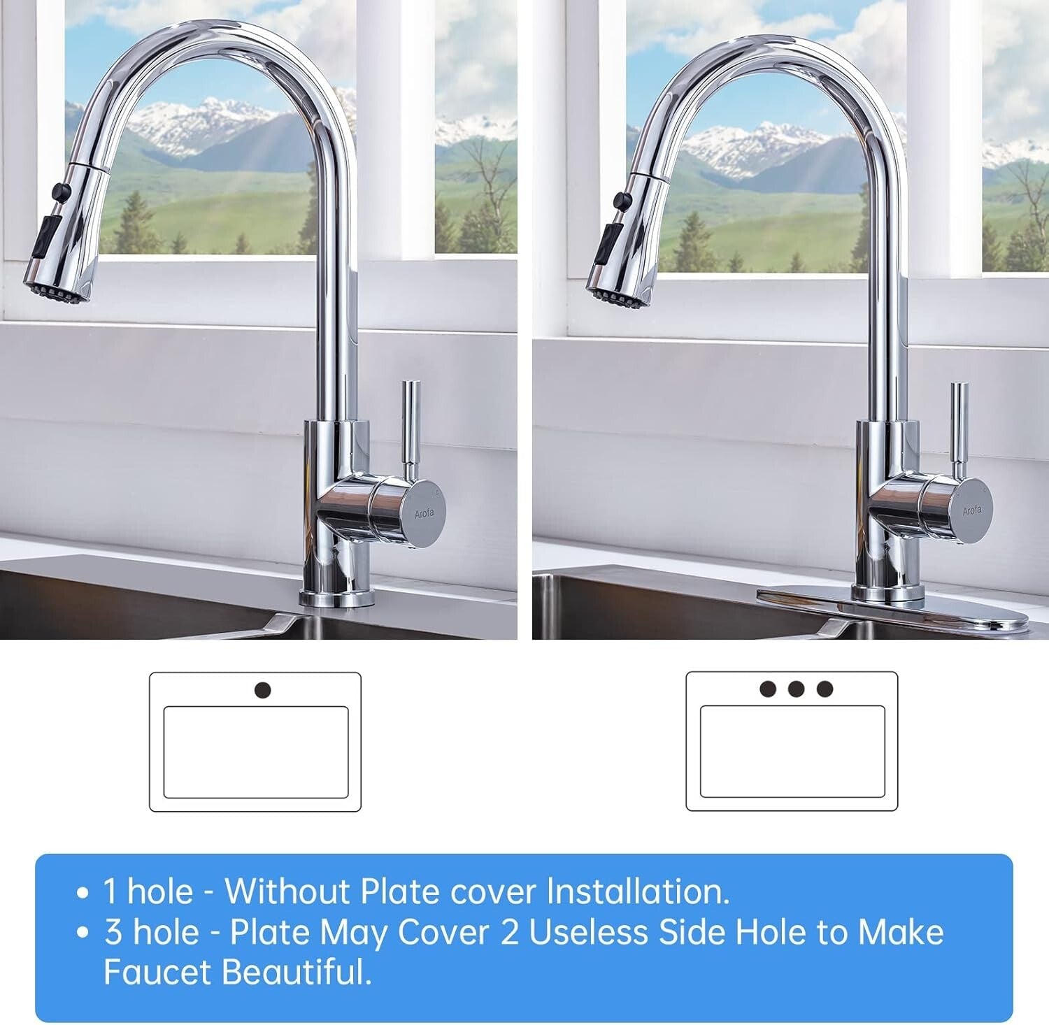 Chrome Pull Down Kitchen Faucet with 3-Function Sprayer for Efficient Cleaning